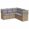 vidaXL 5-delige Loungeset met kussens poly rattan beige
