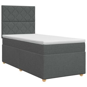 vidaXL Boxspringbed met matras met hoofdeinde Donkergrijs Enkel Stof