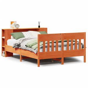 vidaXL Bed met boekenkast zonder matras grenenhout wasbruin 150x200 cm