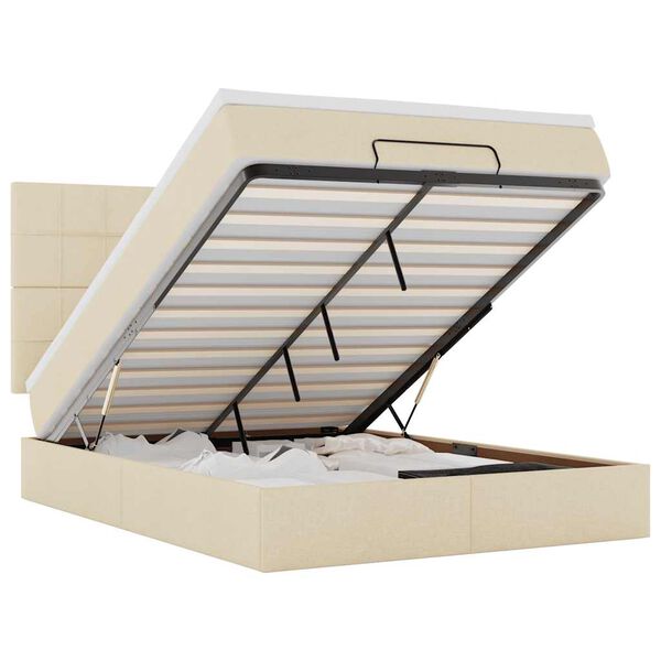 vidaXL Ottoman bed met matras 140x190cm stof cr&egrave;mekleurig