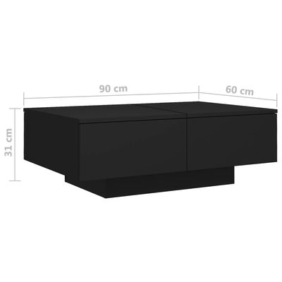 vidaXL Salontafel 90x60x31 cm bewerkt hout zwart