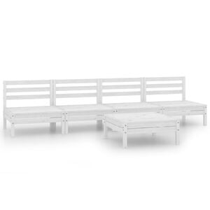 vidaXL 5-delige Loungeset massief grenenhout wit