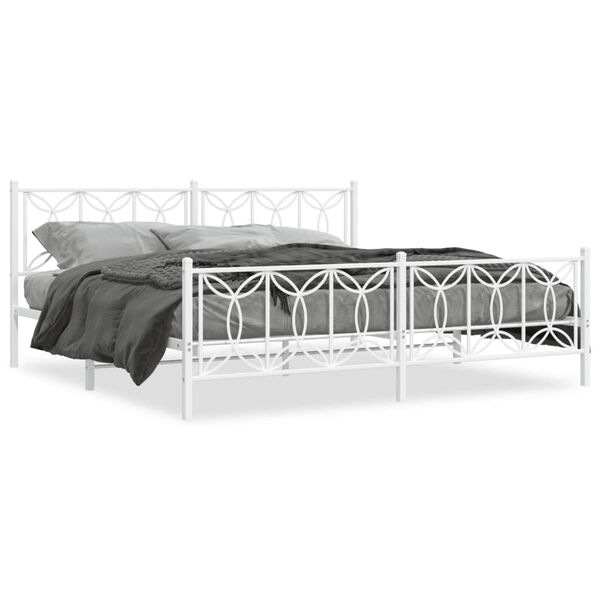 vidaXL Bedframe met hoofd- en voeteneinde metaal wit 193x203 cm