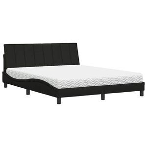 vidaXL Bed met matras "Hanko" stof zwart 160x200 cm