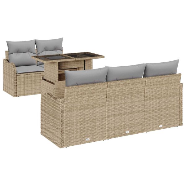 vidaXL Tuin Sofa Set met kussen 6 pcs Beige poly rattan