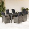vidaXL 7-delige Bistroset met kussens poly rattan grijs