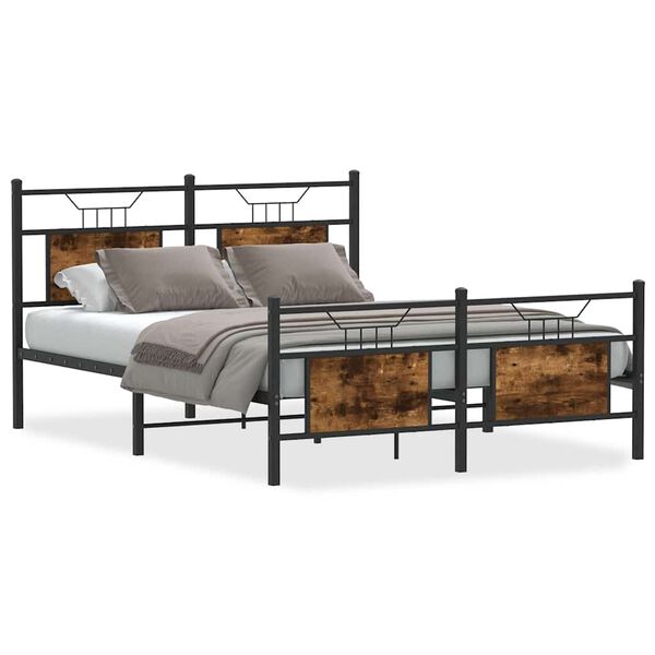 vidaXL Bedframe zonder matras hout gerookt eikenkleurig 137x190 cm