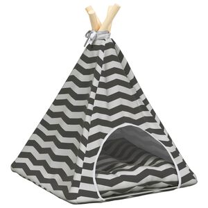 vidaXL Dieren teepee met kussen Wit en Grijs 40 x 40 x 50 cm Polyester