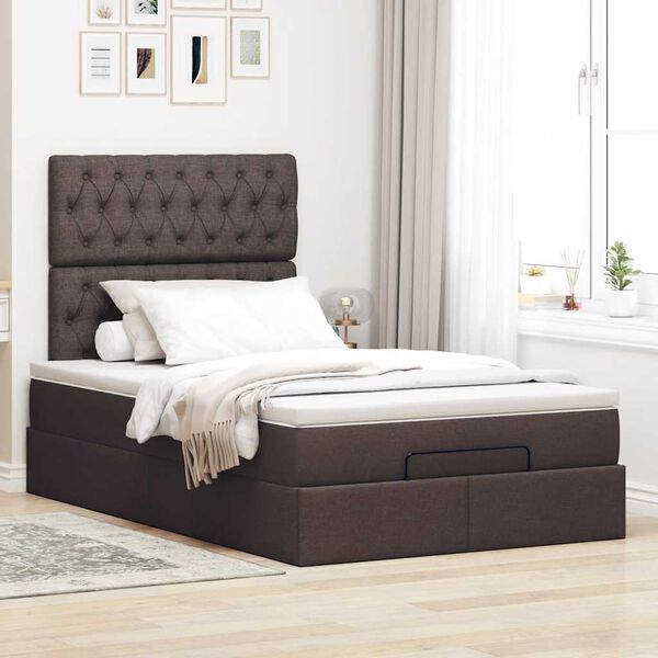 vidaXL Ottoman bed met matras en LED's 120x190 cm stof donkerbruin