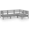 vidaXL 4-delige Loungeset massief grenenhout grijs