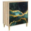 vidaXL Ladekast WIJHE Teal marmerprint 66 x 36,5 x 75 cm Bewerkt hout