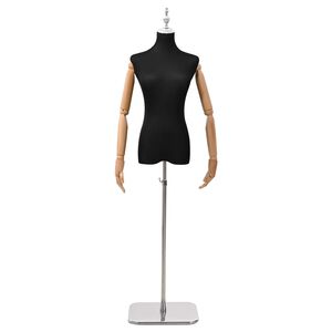vidaXL Verstelbare mannequin van 165-213 cm met voet Vrouw PP Zwart