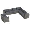 vidaXL 9-delige Loungeset met kussens poly rattan grijs