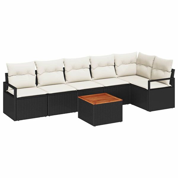 vidaXL Tuin Sofa Set 7 pcs Zwart en wit