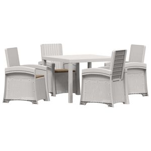 vidaXL Tuin eettafelset 5 st Wit en Taupe PP