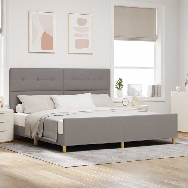 vidaXL Bedframe met hoofdeinde Taupe 200 x 200 cm Stof