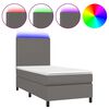 vidaXL Boxspring met matras en LED kunstleer grijs 90x190 cm