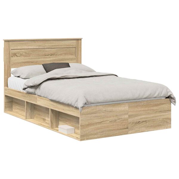 vidaXL Bedframe met hoofdeinde Sonoma 120 x 190 cm Massief grenenhout