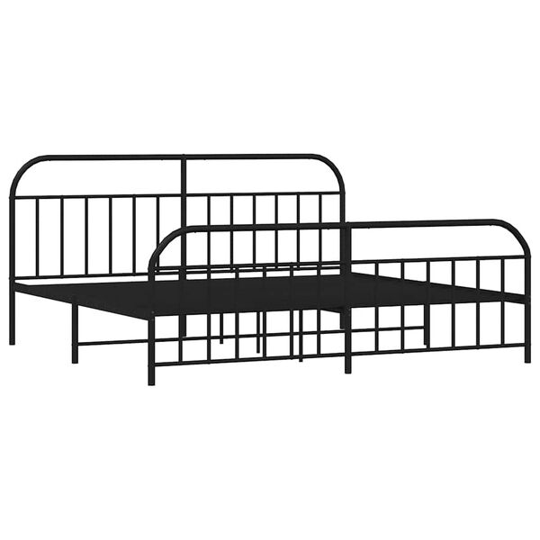 vidaXL Bedframe met hoofd- en voeteneinde metaal zwart 200x200 cm