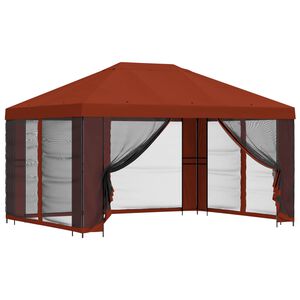 vidaXL Paviljoen met zijwanden 4 &times; 3 m Terracotta Polyester en staal