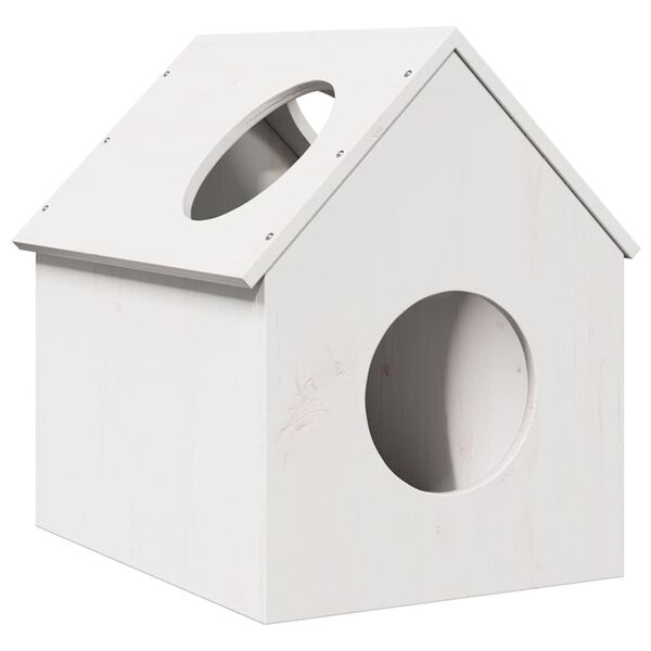 vidaXL Kattenhuis 41x50x50 cm massief grenenhout wit