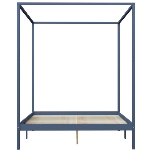 vidaXL Hemelbedframe met 2 lades massief grenenhout grijs 160x200 cm