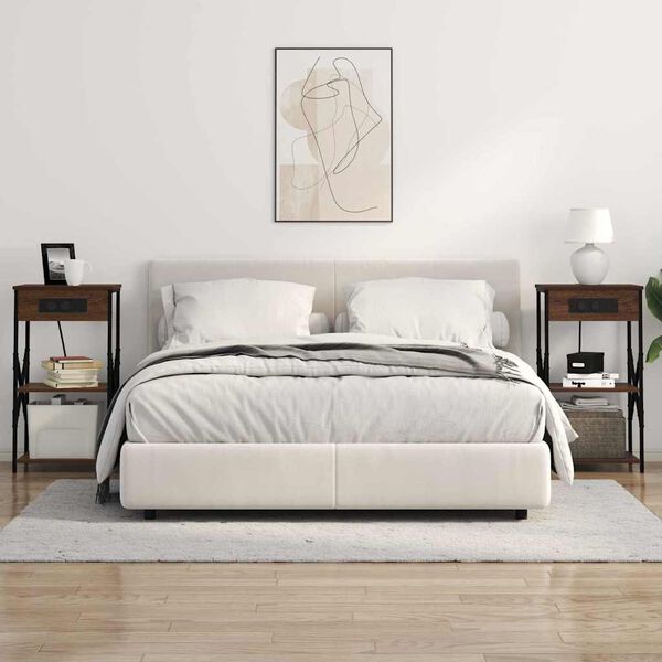 vidaXL Nachtkastje met plank Bruin Eiken 41 x 31 x 76 cm Bewerkt hout