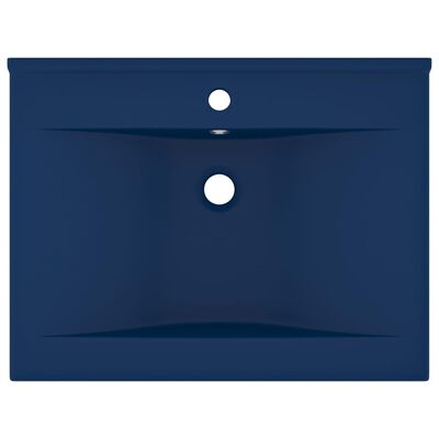 vidaXL Wastafel met kraangat 60x46 cm keramiek mat donkerblauw