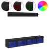 vidaXL TV Wandkast Set met LED 5 pcs Zwart Eiken Bewerkt hout