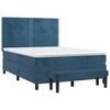 vidaXL Boxspring met matras fluweel donkerblauw 140x190 cm