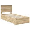 vidaXL Bedframe met hoofdeinde Sonoma Eiken 90 x 190 cm Bewerkt hout