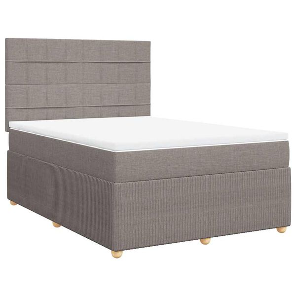 vidaXL Boxspring met matras stof taupe 140x200 cm