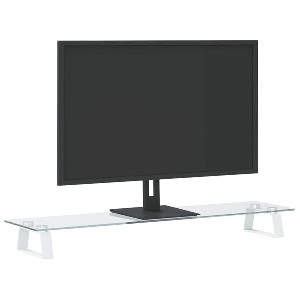 vidaXL Monitorstandaard 80x20x8 cm gehard glas en metaal wit