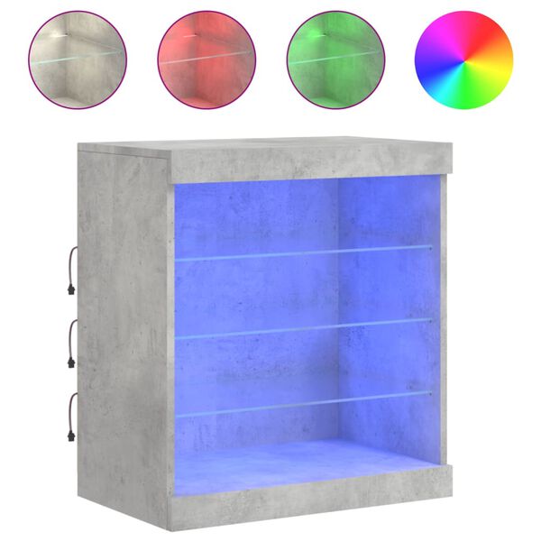 vidaXL Dressoir met LED-verlichting 60,5x37x67 cm betongrijs