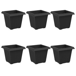 vidaXL Vierkante Bloempot 6 pcs Zwart 16 x 16 x 14 cm Kunststof