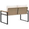 vidaXL Bank met kussen Beige en Cr&egrave;me Wit 115 x 65 x 72 cm Rattan
