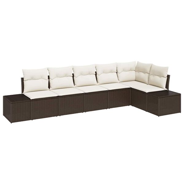 vidaXL Tuin Sofa Set met kussen 6 pcs Bruin en Cr&egrave;me poly rattan