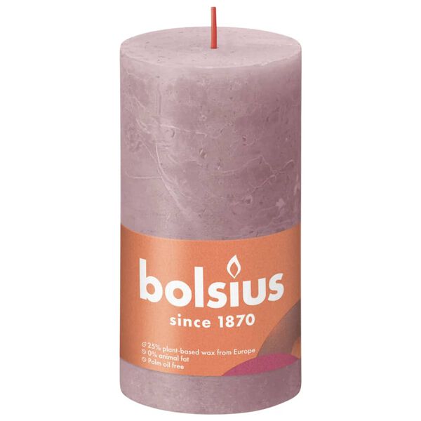 Bolsius Stompkaarsen Shine 4 st rustiek 130x68 mm ash rose