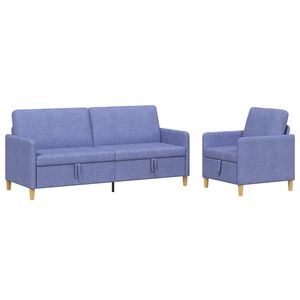 vidaXL Bankenset met opbergruimte 2 pcs Jeans Blauw Polyester