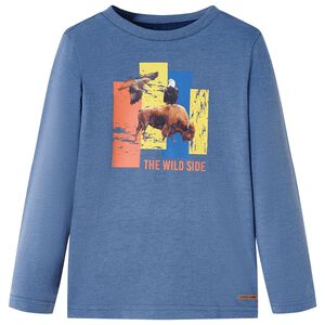 Kindershirt met lange mouwen 116 gem&ecirc;leerd blauw