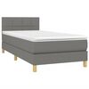 vidaXL Boxspring met matras en LED stof donkergrijs 100x200 cm