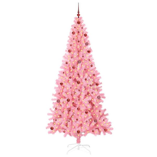 vidaXL Kerstboom met 300 LED met standaard Roze 240 cm PVC