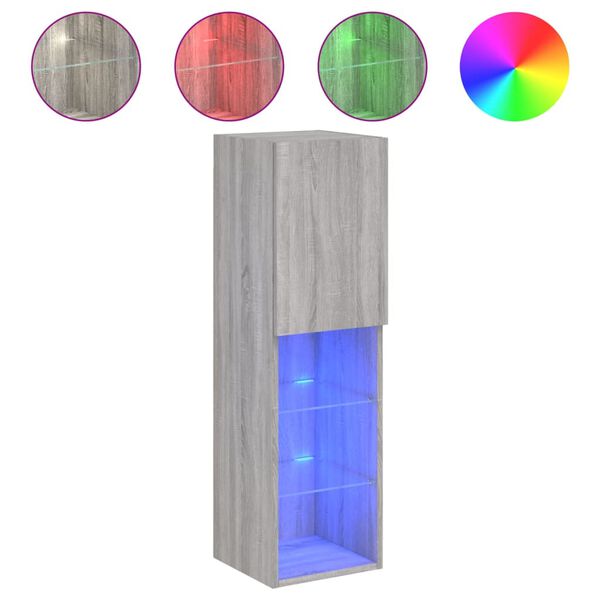 vidaXL Tv-meubel met LED-verlichting 30,5x30x102 cm grijs sonoma eiken