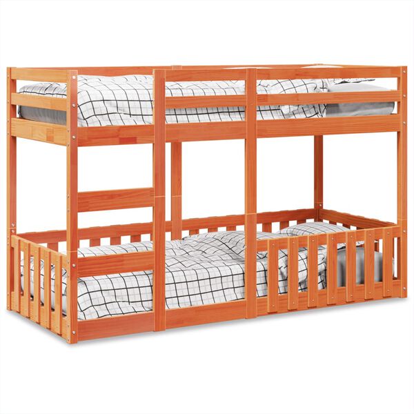 vidaXL Stapelbed massief grenenhout wasbruin 90x190 cm