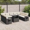 vidaXL 10-delige Loungeset met kussens poly rattan zwart