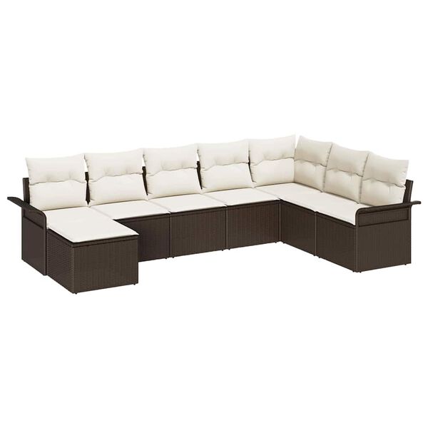 vidaXL Tuin Sofa Set met kussen 8 pcs Bruin poly rattan