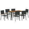 vidaXL Tuin eettafelset 7 st Zwart poly rattan