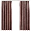 vidaXL Gordijnen verduisterend 2 st met haken 140x175 cm fluweel roze