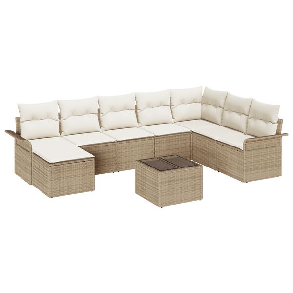 vidaXL Tuin Sofa Set met kussen met opslag 9 pcs Bruin Poly riet