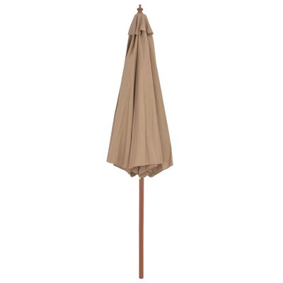 vidaXL Parasol met houten paal 300 cm taupe